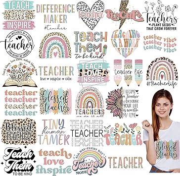 Amazon Estune 30 Pcs Teacher Iron On Transfers Patches Decals