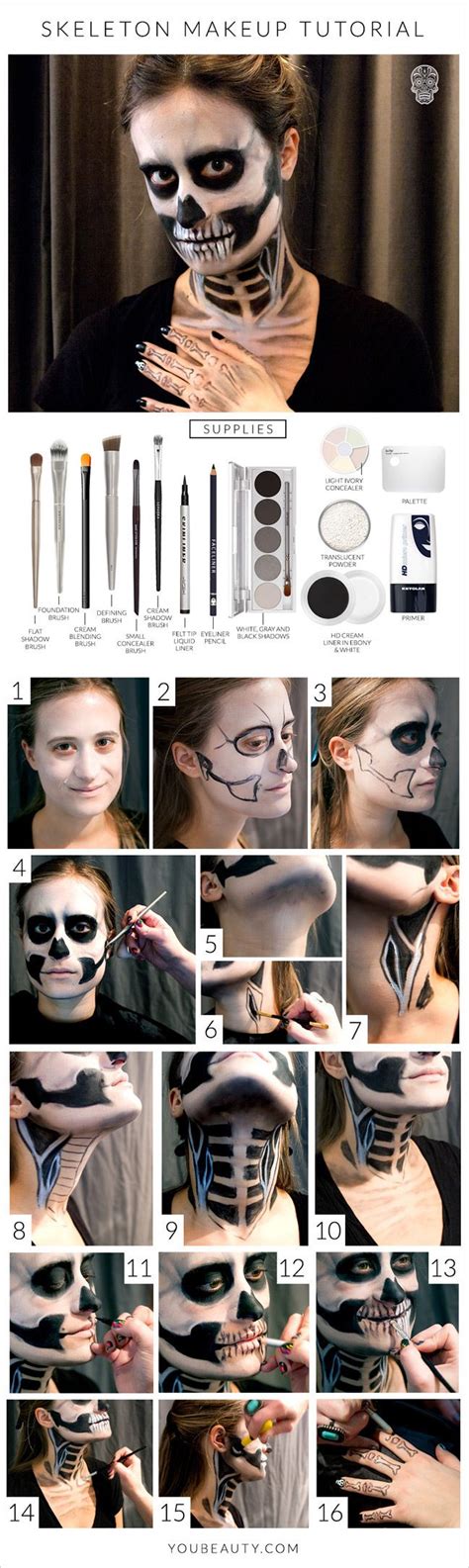 Halloween Skeleton Makeup Tutorial Youbeauty Halloween Skeleton