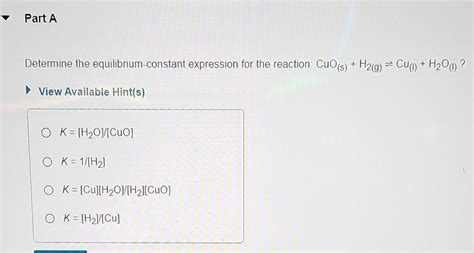 Solved Determine The Equilibrium Constant Expression For The