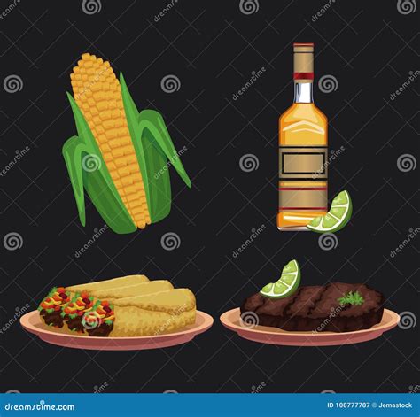 Mexican food icons stock vector. Illustration of icons - 108777787