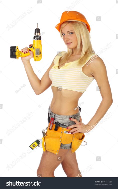 Sexy Blonde Female Construction Worker Stock Photo 46151581 Shutterstock