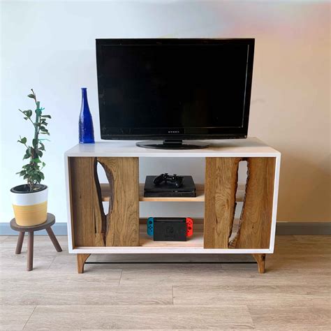 Live Edge Wood TV Console Table by CW Furniture Custom Reclaimed Rusti – CWFurniture