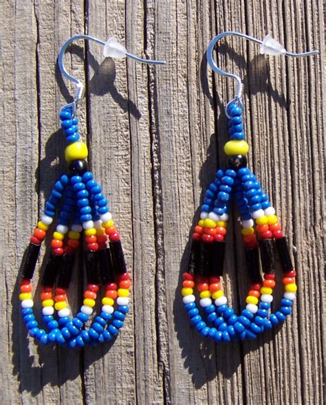 Native American Style Beaded Small Loop Earrings By Tredens82