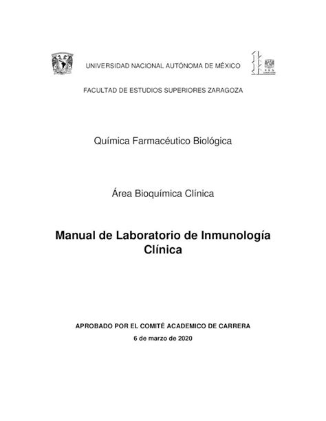 Pdf Manual De Laboratorio De Inmunolog A Cl Nica Objetivos De