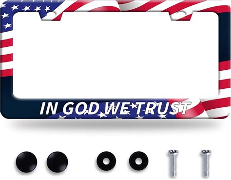 In God We Trust License Plate Frame With American Flag Christian License Plate