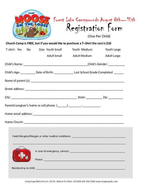 Fillable Online Forest Lake Campgrounds August 8th 10th Registration Form Fax Email Print