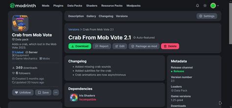 Crab From Mob Vote Minecraft Data Pack