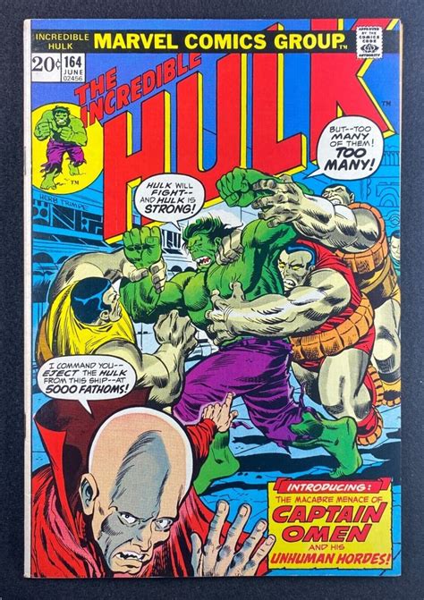 Incredible Hulk 1968 164 VF 7 5 Herb Trimpe 1st App Captain Omen