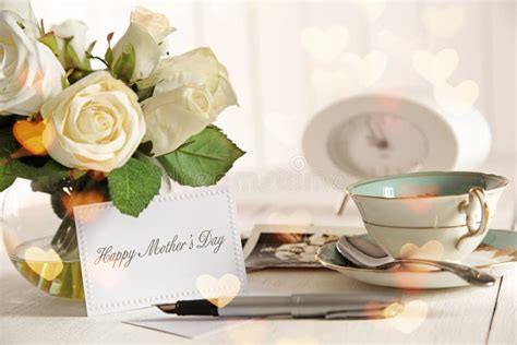 Roses and Note Card for Mother S Day Stock Image - Image of occasion, personal: 24485435