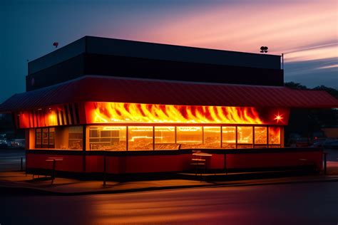 Lexica KFC Restaurant In Fire At Night