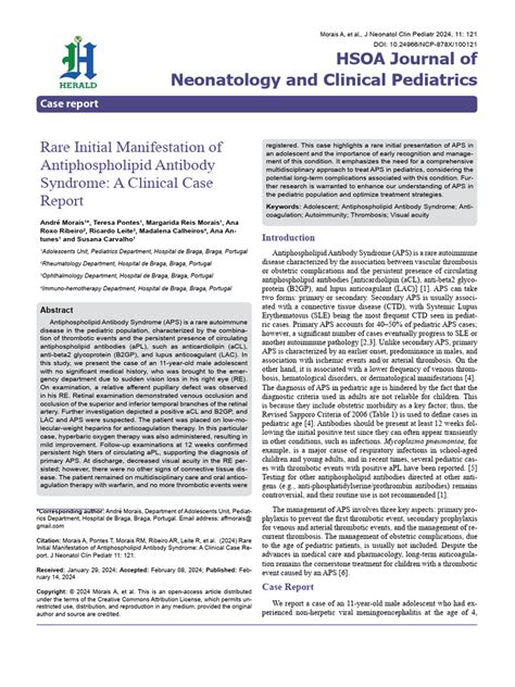 Rare Initial Manifestation Of Antiphospholipid Antibody Syndrome A