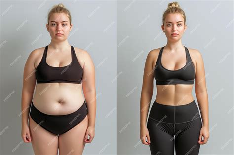 Premium Photo Woman Posing Before And After Weight Loss Diet And Healthy Nutrition Fitness