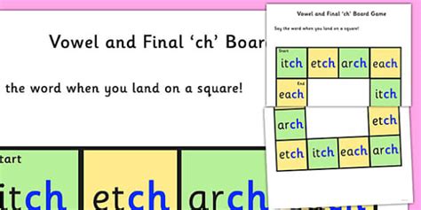 Vowel And Final Ch Sound Board Game Teacher Made