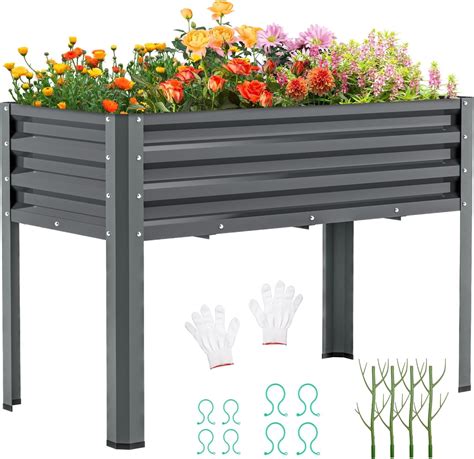 Slsy Raised Garden Bed 48x24x32in Galvanized Planter Box With Legs 400lb Capacity