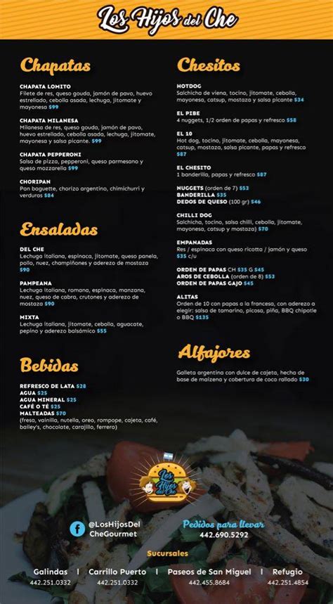 Carta Del Restaurante Los Hijos Del Che Hamburgesas Al Carb N