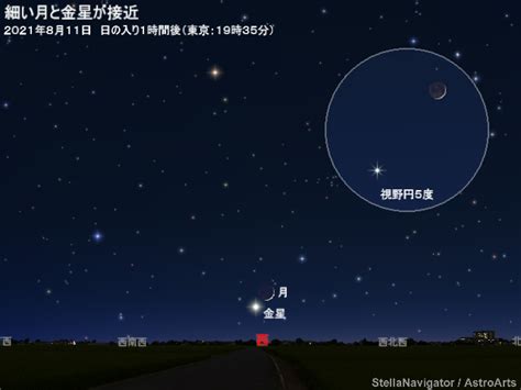 2021年8月11日 細い月と金星が接近 アストロアーツ