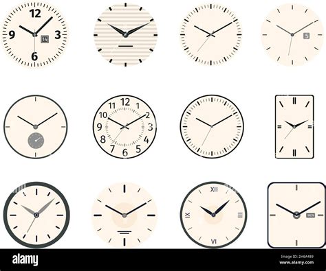 Classic And Vintage Clock And Watch Faces Circle And Rectangle Designs Analog Clocks Dial With