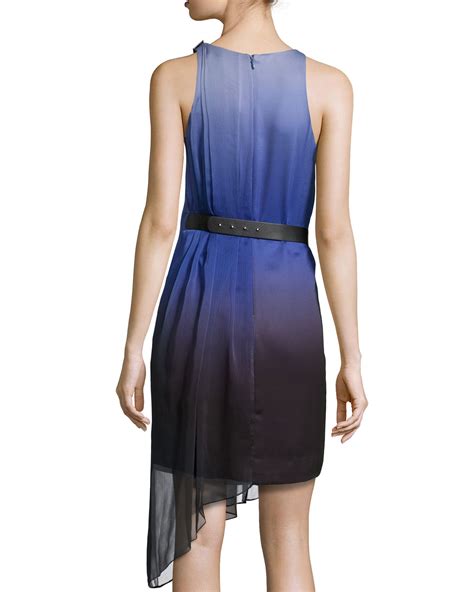 Halston Heritage Sleeveless Flowy Ombre Cocktail Dress