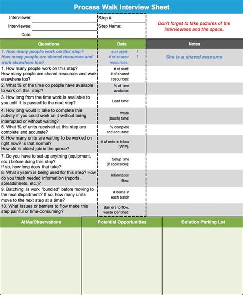 Gemba Walk Template Excel