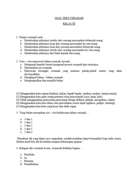 Soal Teks Ceramah Kelas Xi Pdf