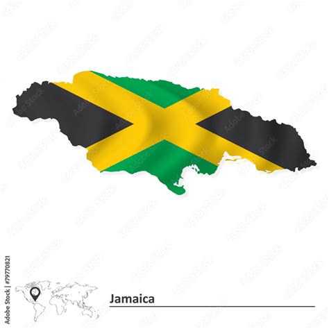 Map of Jamaica with flag Stock Vector | Adobe Stock