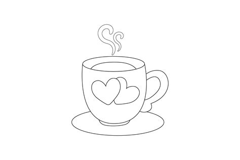 Valentine Hot Chocolate Drinks Outline Graphic By