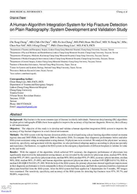 Pdf A Human Algorithm Integration System For Hip Fracture Detection