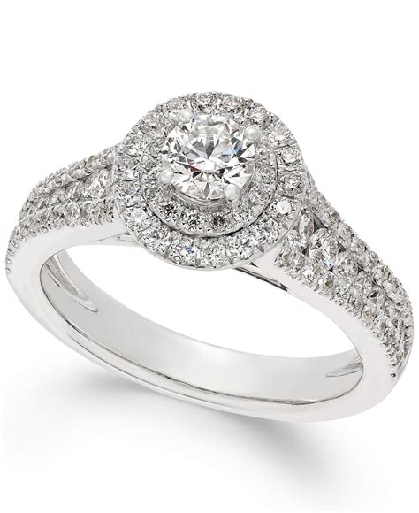 Lyst Macy S Certified Diamond Halo Ring In 18k White Gold 1 1 4 Ct