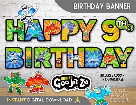 Goo Jit Zu Party Banner Goo Jit Zu Printable Party Banner Etsy Uk