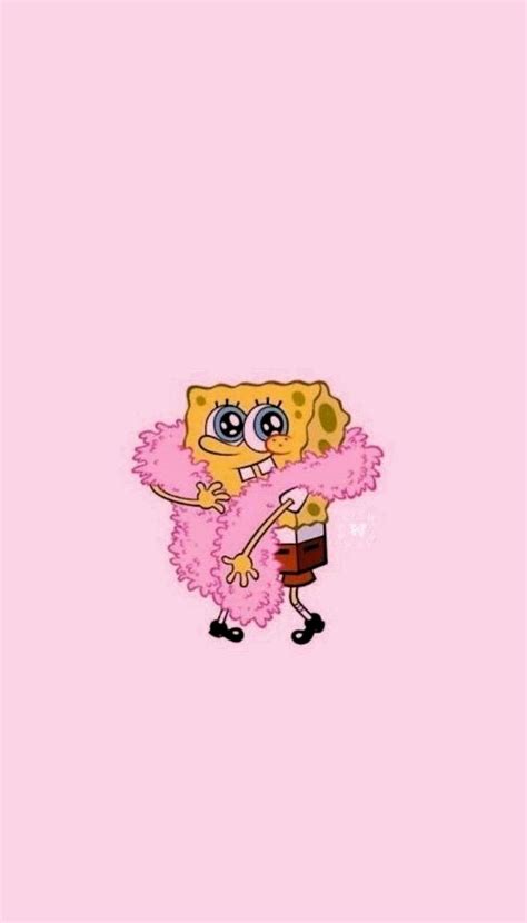 SpongeBob SquarePants With A Pink Sash On A Pink Background Girly