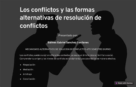 Los Conflictos Y Las Formas Alternativas De Resolucion De Conflictos