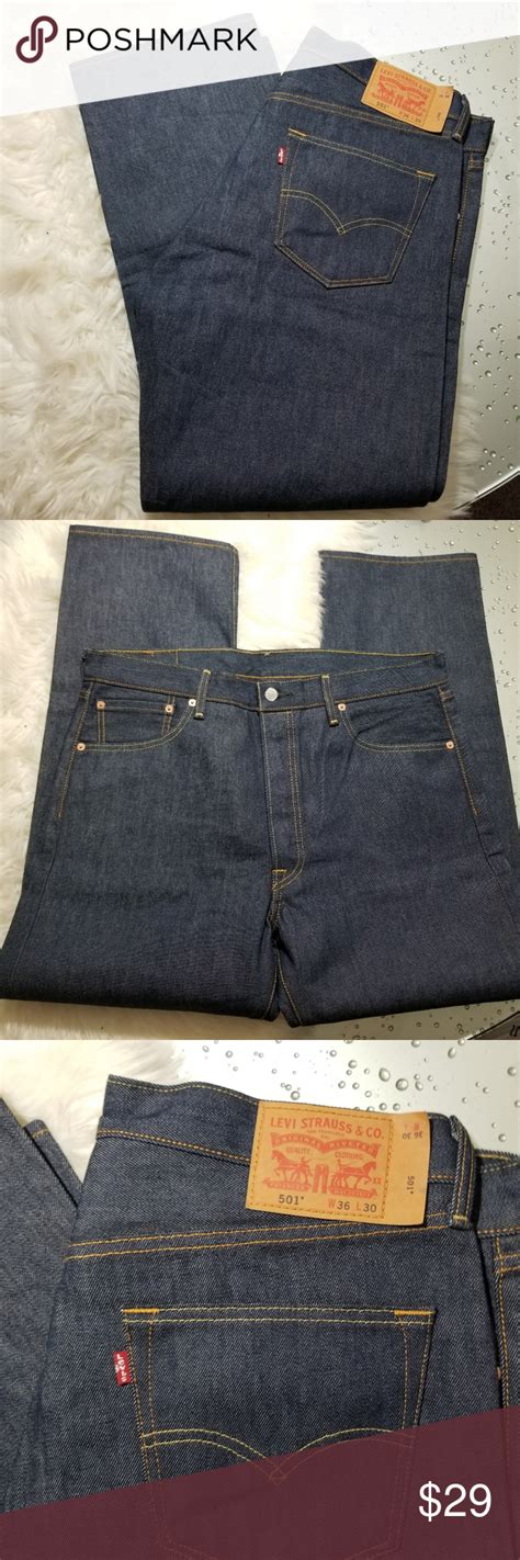 Levis 501 Button Fly Straight Leg Dark 36x30 Mens Straight Jeans