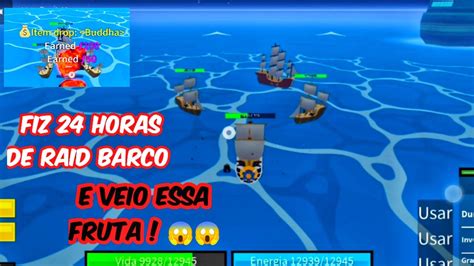 FIZ 24 HORAS DE RAID BARCO NO BLOX FRUITS E NÃO ACREDITEI NA FRUTA QUE