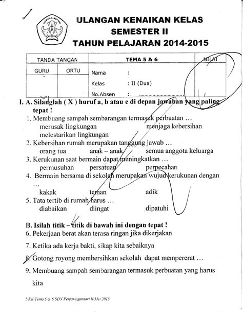 Ukk Tema 5 Dan 6 Kelas 2 Sd Semester Genap Ta2014 2015 Kurikum 2013