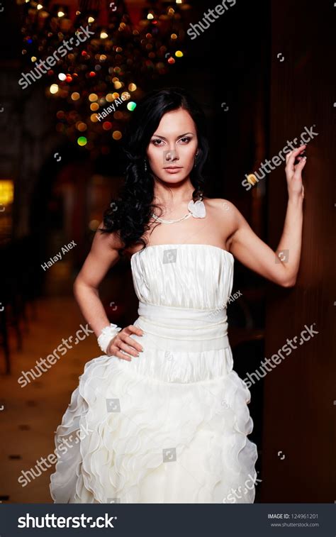 Happy Beautiful Sexy Bride Brunette Girl Stock Photo Shutterstock