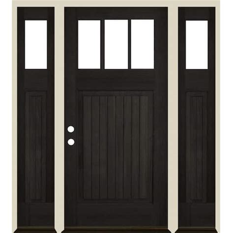 Krosswood Doors 64 In X 80 In Craftsman V Groove RH 1 4 Lite Clear