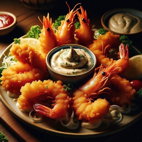 Premium Photo Fried Shrimp Platter With Tartar Sauce