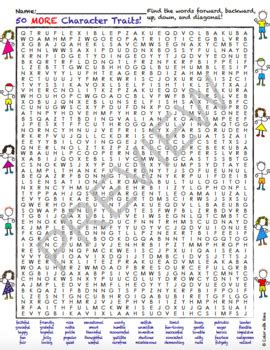 Character Traits Word Search More Traits By Color With Kona