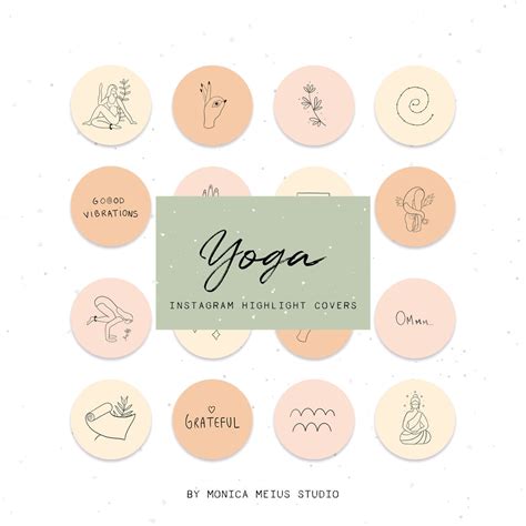 Instagram Story Highlight Icons Boho Yoga Illustrations Nude Covers Meditation Wellness
