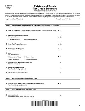 Fillable Online Dor State Nc D 407TC Fax Email Print PdfFiller