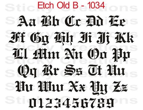 Custom Text Etch Old English Bold Font Customized Personalized Letters