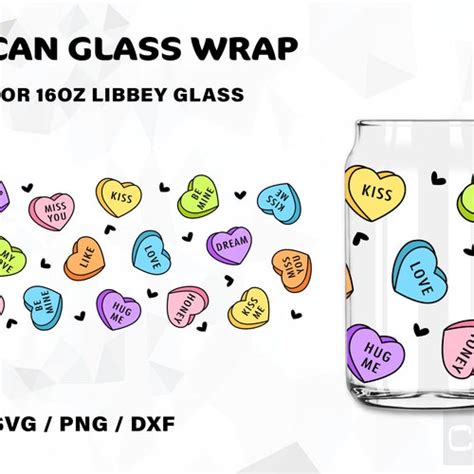 Doodle Hearts Libbey 16oz Can Glass Wrap Svg Valentines Etsy