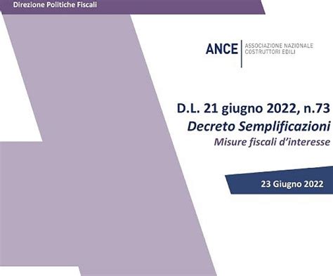 DL Semplificazioni fiscali n 73 2022 le novità per il settore delle