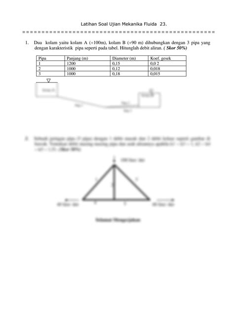 SOLUTION Latihan Soal Ujian Mekanika Fluida 2 Studypool