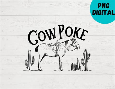 Western Cow Poke Cow Horse Png Digital Download Printable Etsy