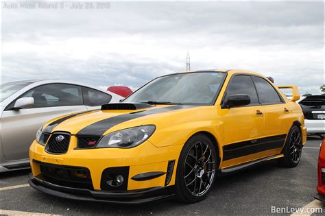 Yellow Wrx Sti With Stripes