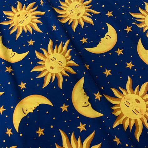 Sun Moon Organic Cotton Jersey Fabric Equinox 90 S Etsy