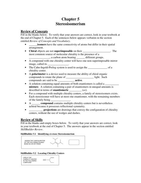 Chapter 5 Stereoisomerism