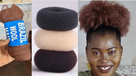 How To Diy Natural Hair Bun Wig Using Donut Bun And Brazilian Wool