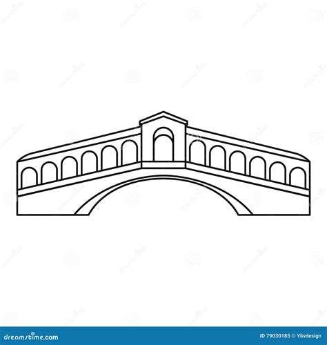 Rialto Bridge In Venice Icon Outline Style Stock Vector Illustration